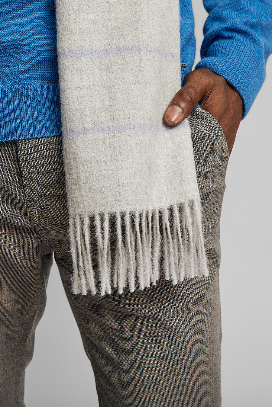Bufanda Tadeo Baby Alpaca Color Gris Claro&amp;Lila