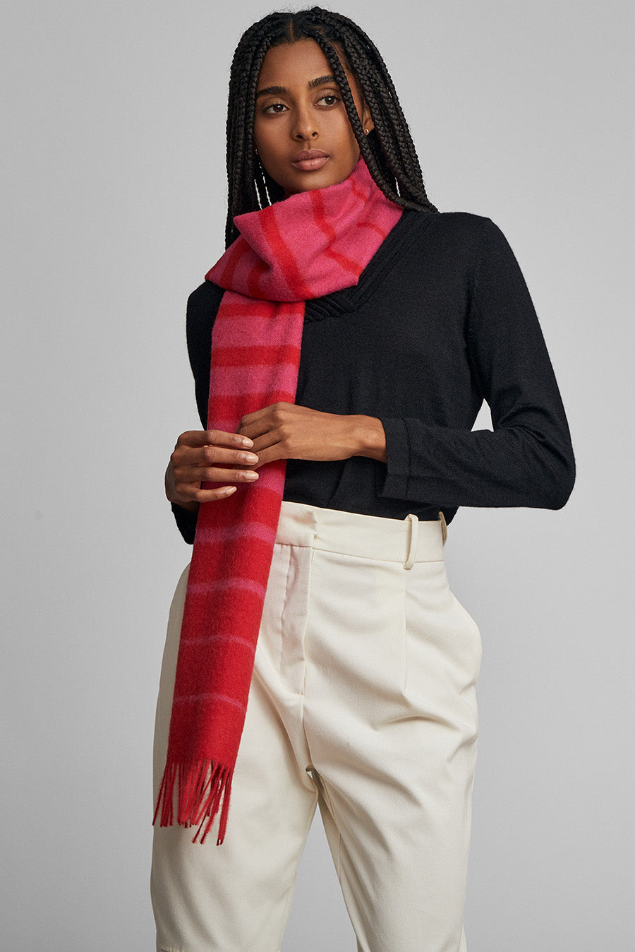 Tadeo Scarf Baby Alpaca Color Red & Fucsia