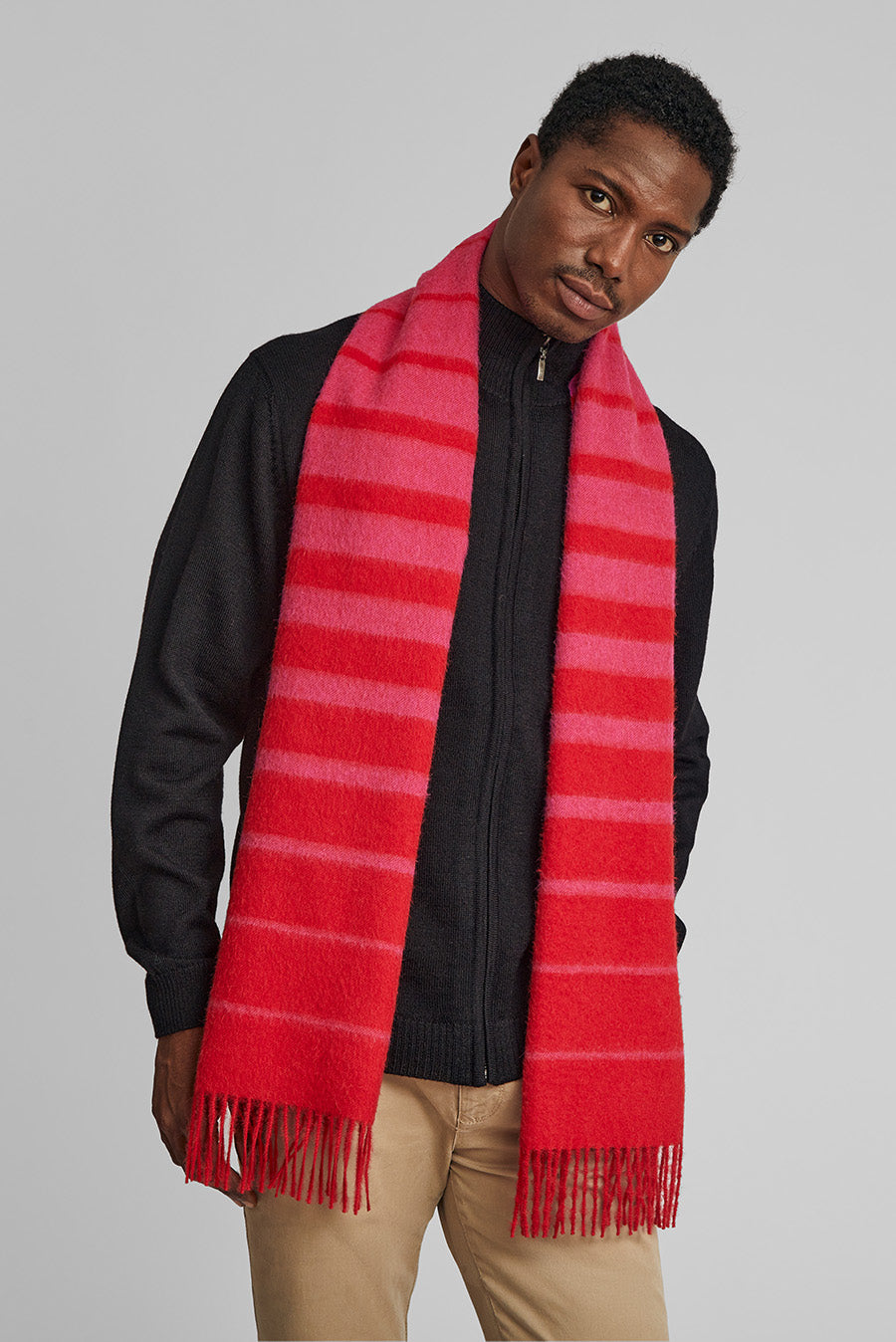 Tadeo Scarf Baby Alpaca Color Red & Fucsia