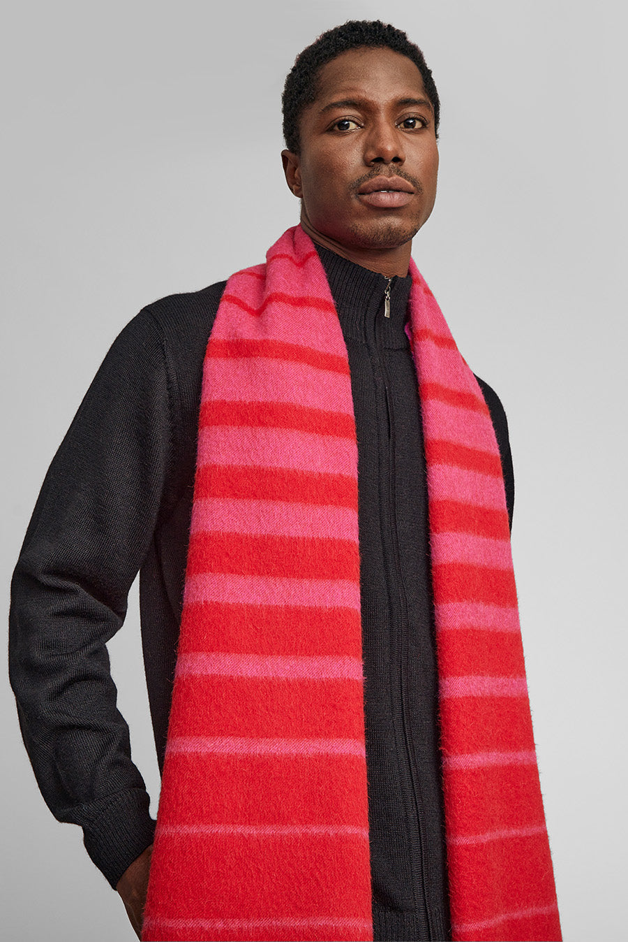 Tadeo Scarf Baby Alpaca Color Red & Fucsia