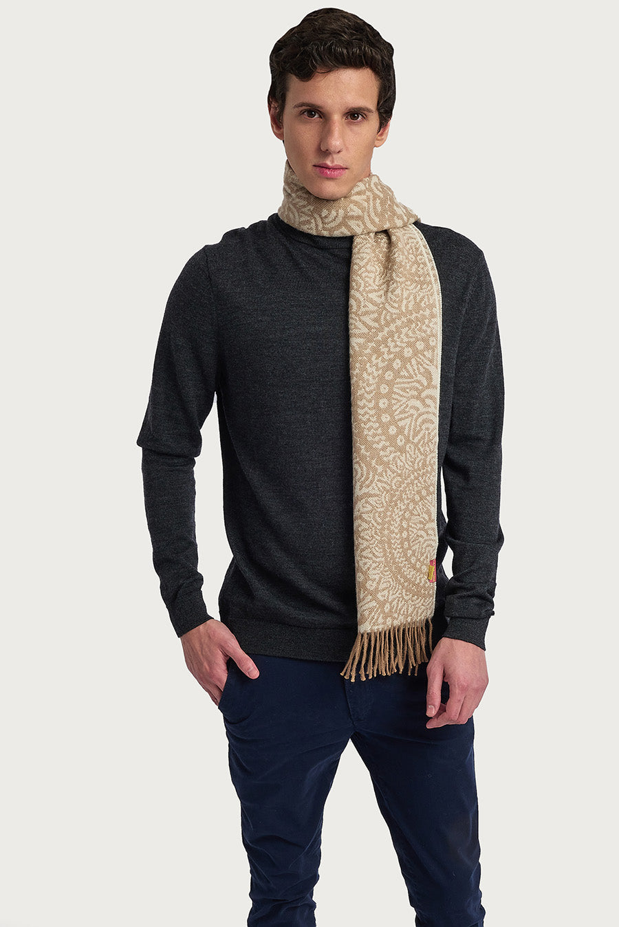 Wine Scarf Baby Alpaca Color Beige