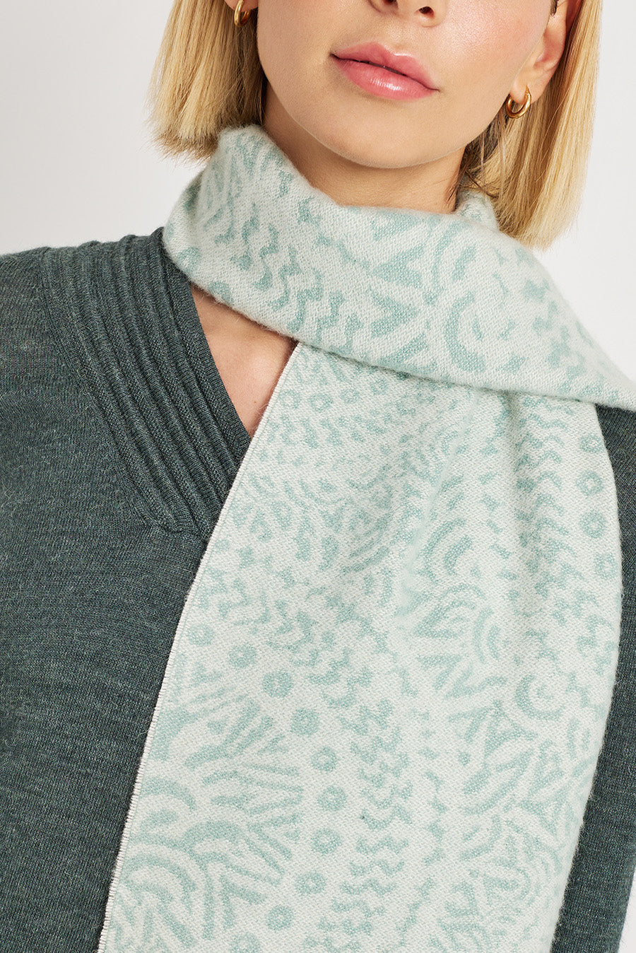 Wine Scarf Baby Alpaca Color Verde & Agua