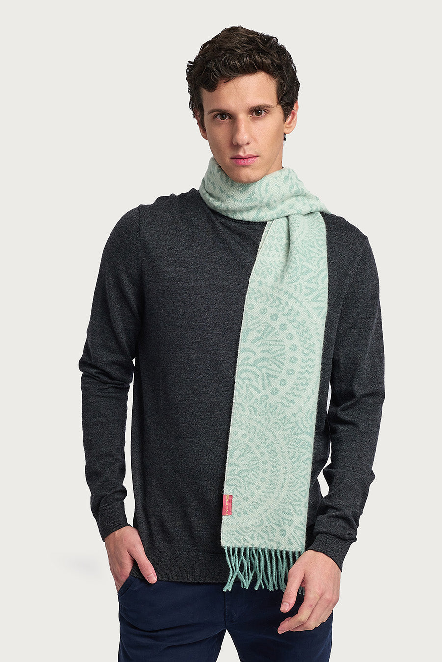 Wine Scarf Baby Alpaca Color Verde & Agua