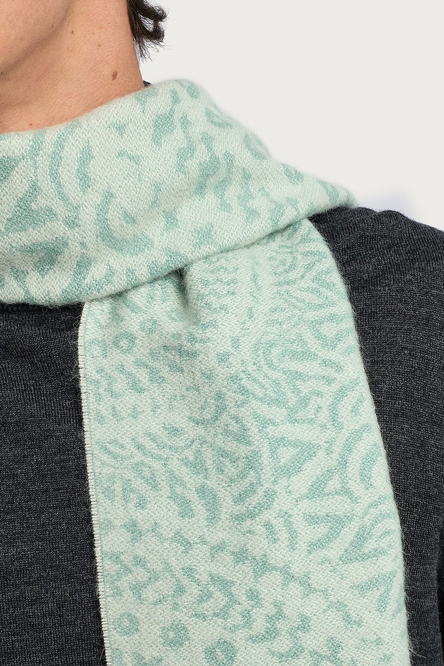 Wine Scarf Baby Alpaca Color Verde & Agua