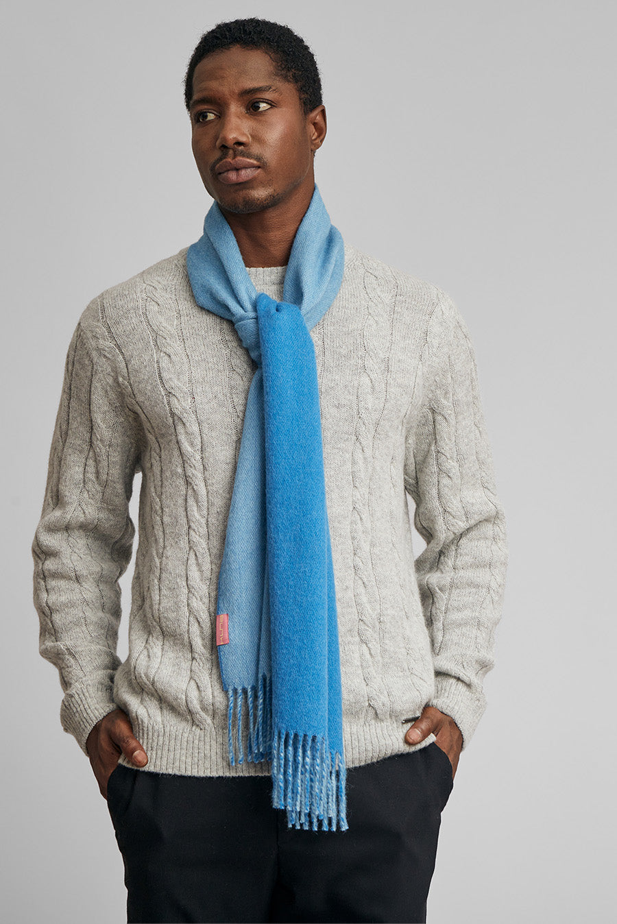 Tundra Scarf Baby Alpaca Color Blue&Light Blue