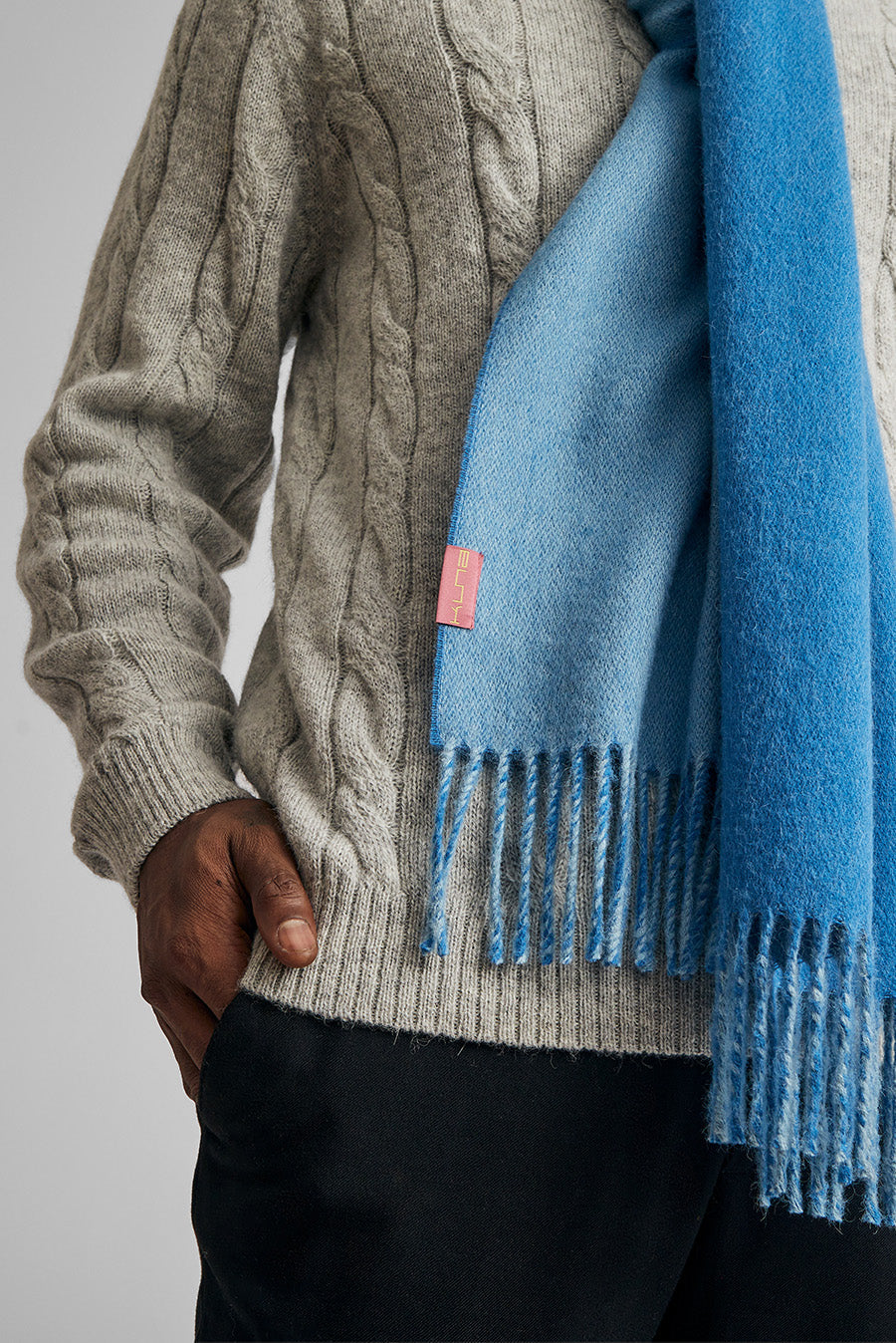 Tundra Scarf Baby Alpaca Color Blue&Light Blue