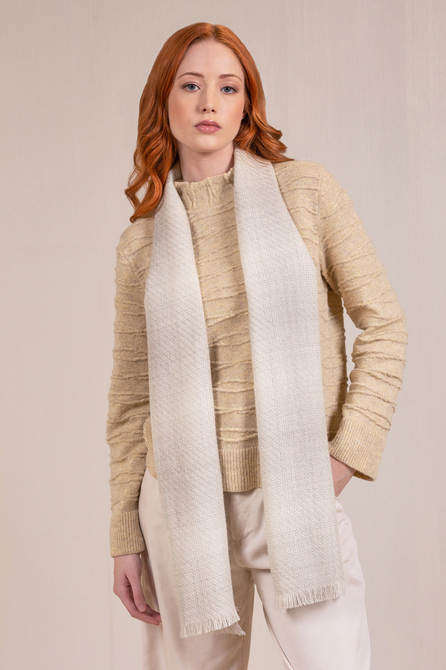 Valverde Scarf Baby Alpaca Color Grey & Claro