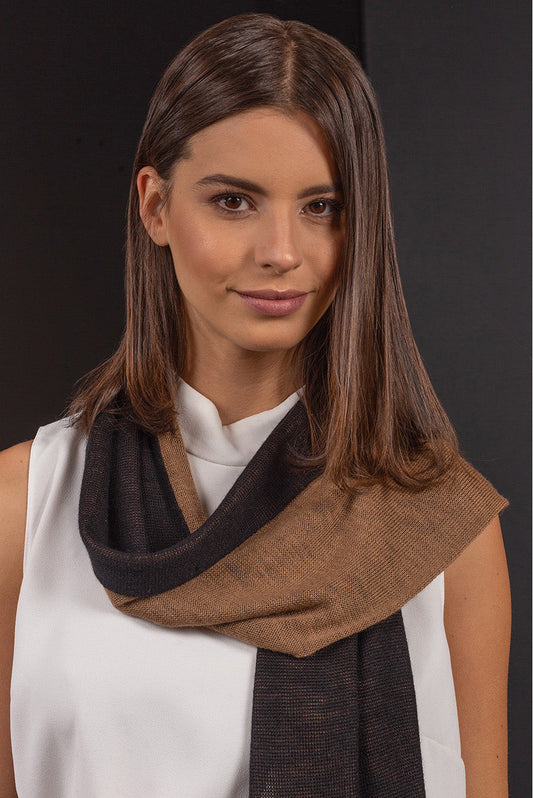 Brandy Scarf Alpaca 16 Color Camel & Black