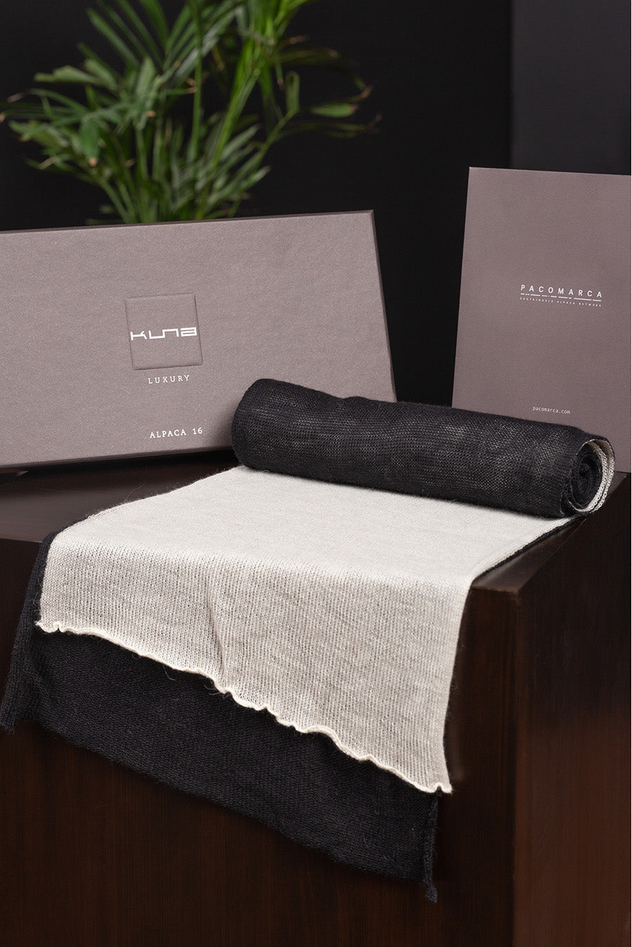 Brandy Scarf Alpaca 16 Color Ecru & Black