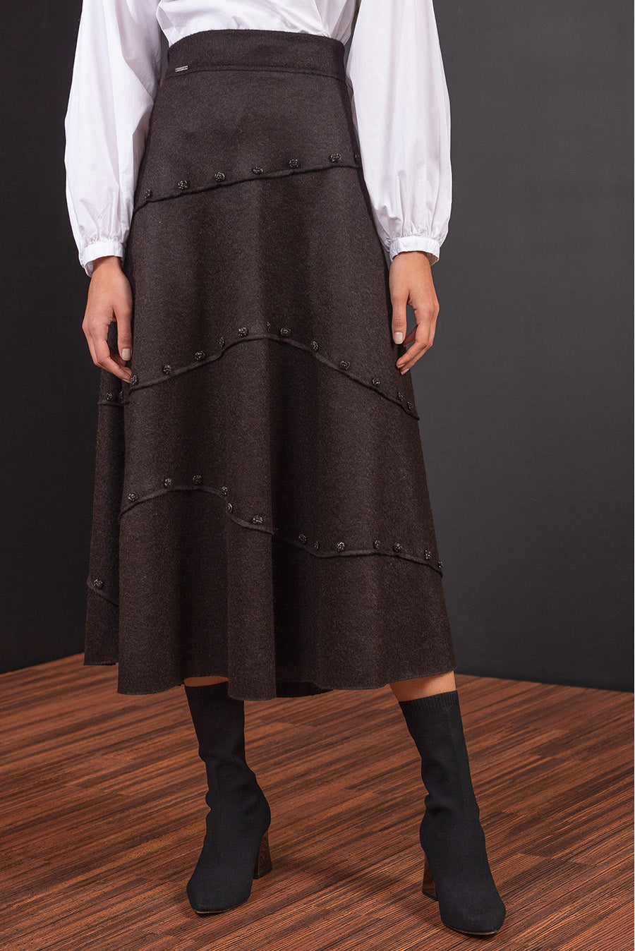 FALDA BUDAPEST DE ALPACA BLACK COLOR BLACK