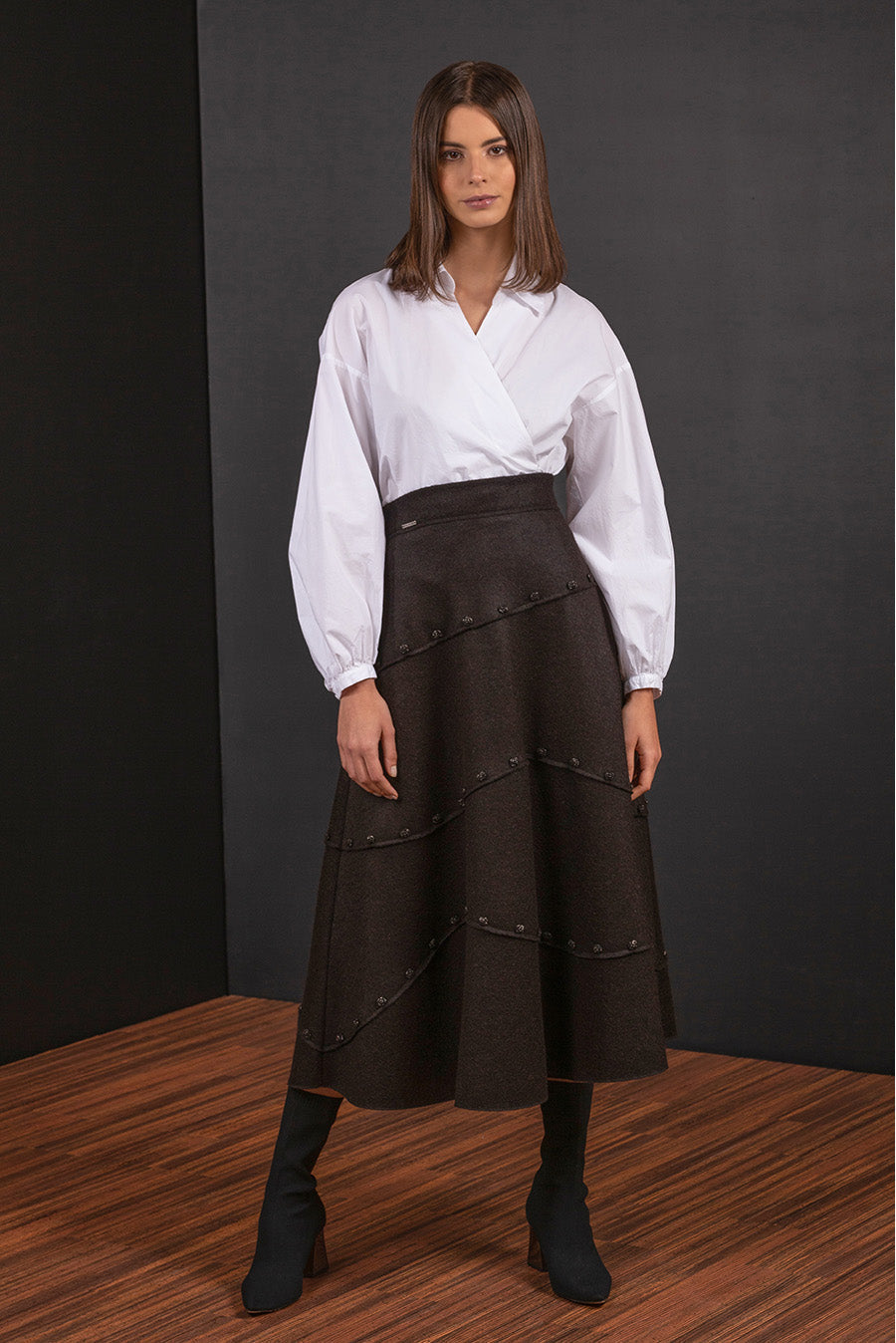 FALDA BUDAPEST DE ALPACA BLACK COLOR BLACK