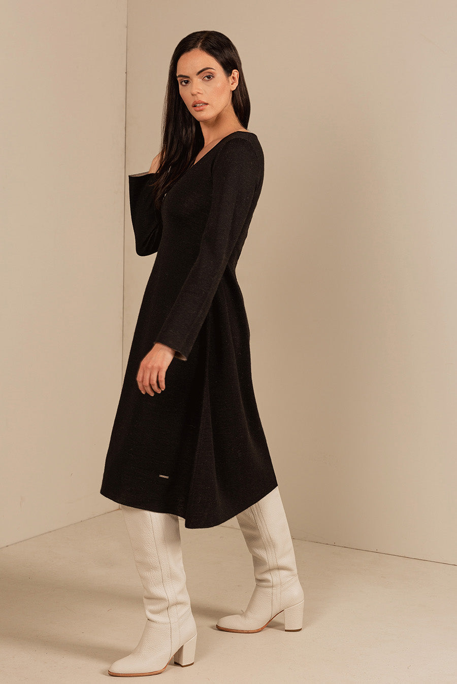 Vestido Usb De Baby Alpaca Color Black&Ajonjoli