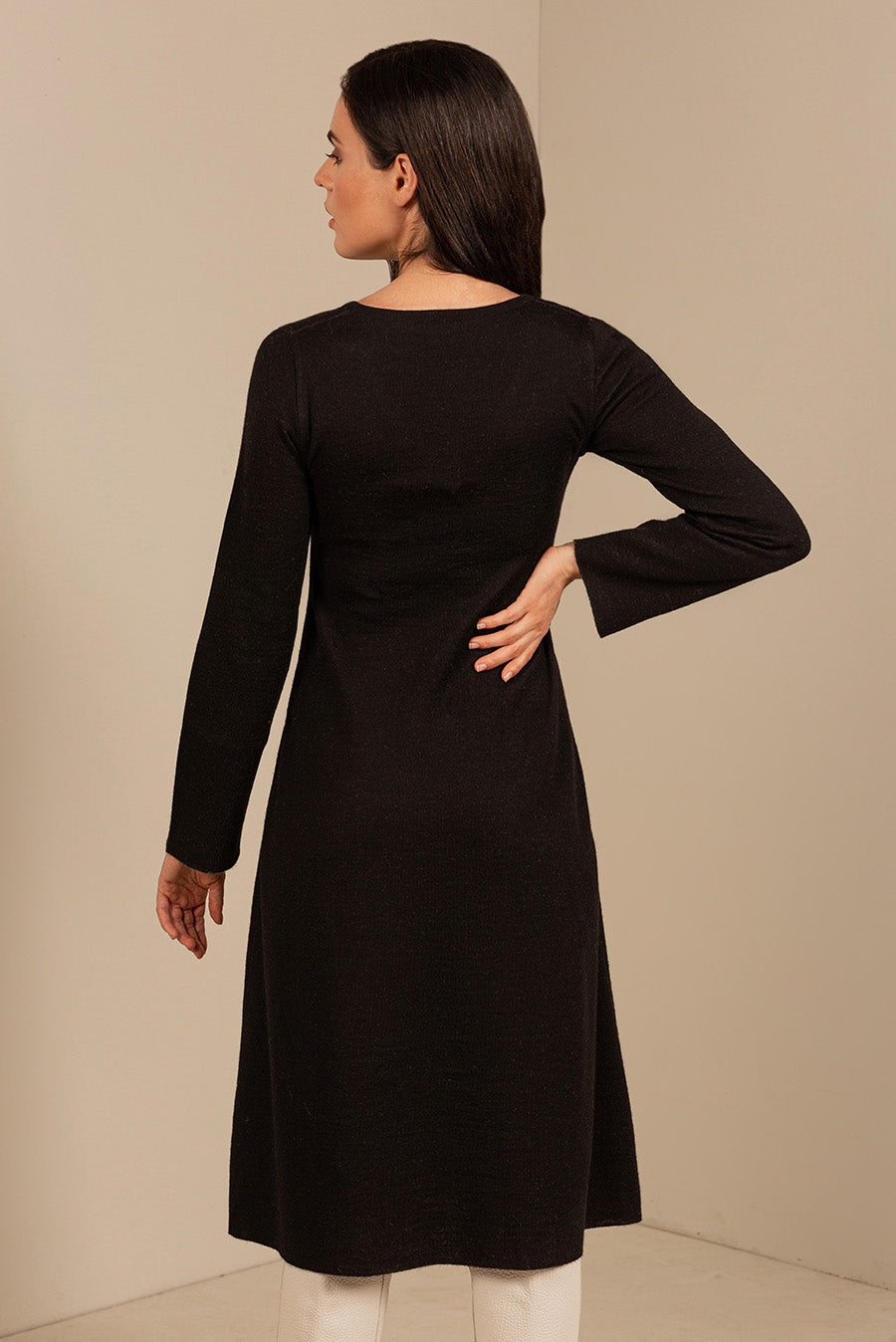 Vestido Usb De Baby Alpaca Color Black&Ajonjoli