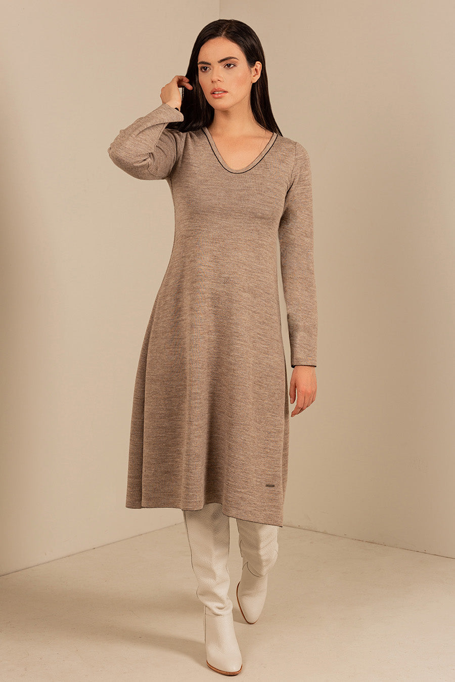 Vestido Usb De Baby Alpaca Color Black&Ajonjoli