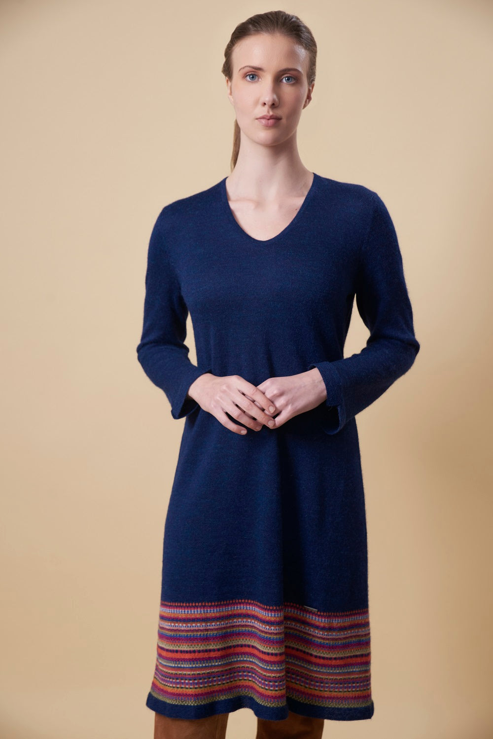 Vestido Taupa De Baby Alpaca Color Astral