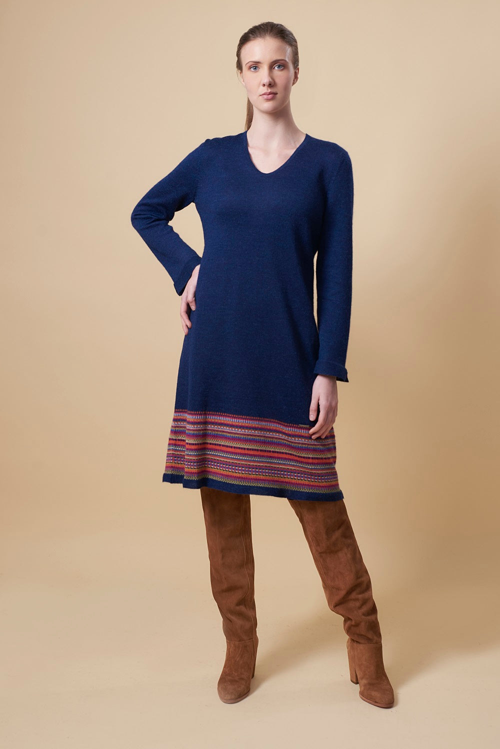 Vestido Taupa De Baby Alpaca Color Astral