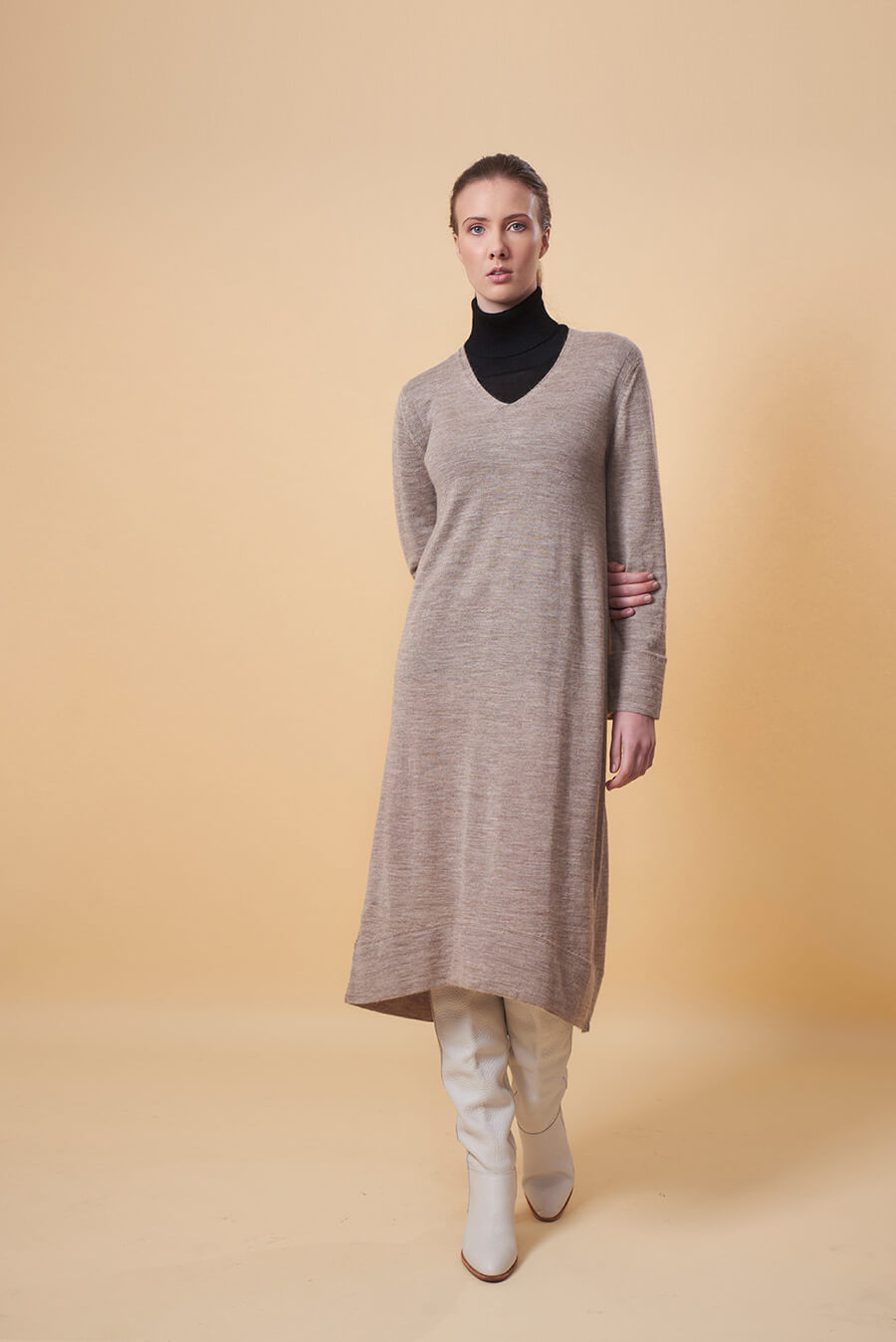 Vestido Uffizi De Baby Alpaca Color Ajonjoli