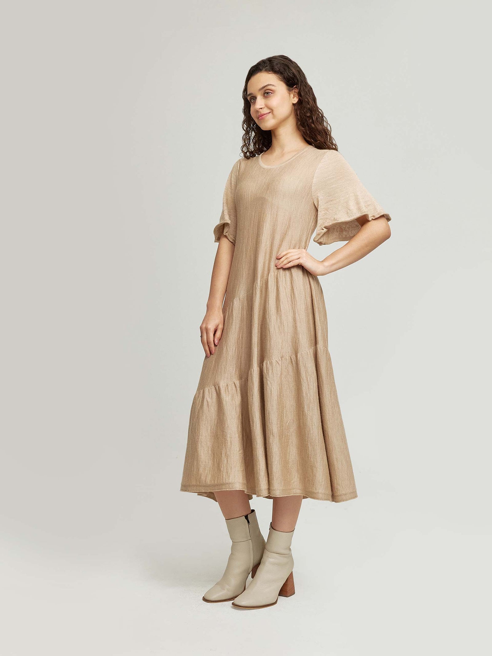 Wave Dress Baby Alpaca & Silk Color Beige
