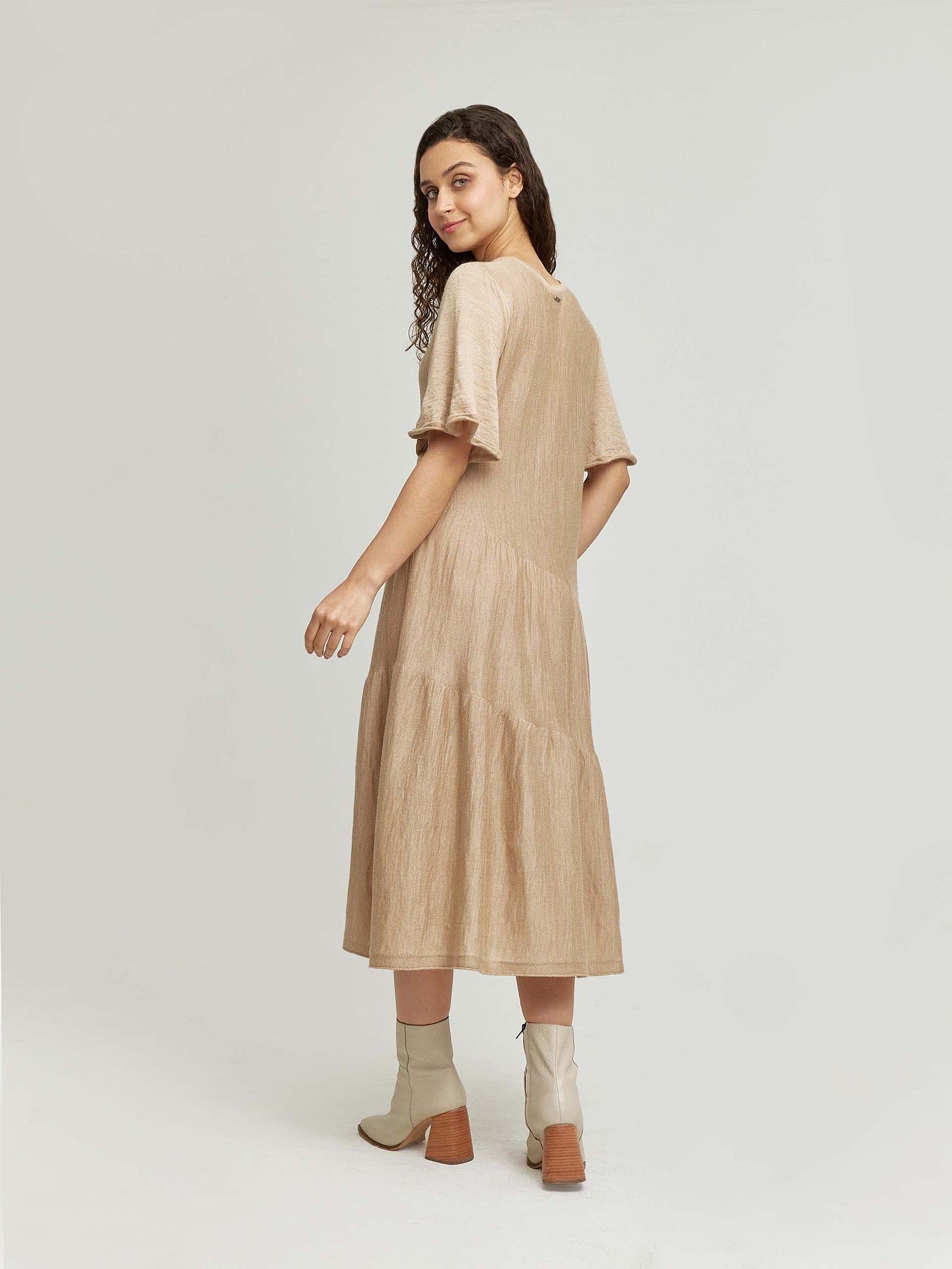 Wave Dress Baby Alpaca & Silk Color Beige