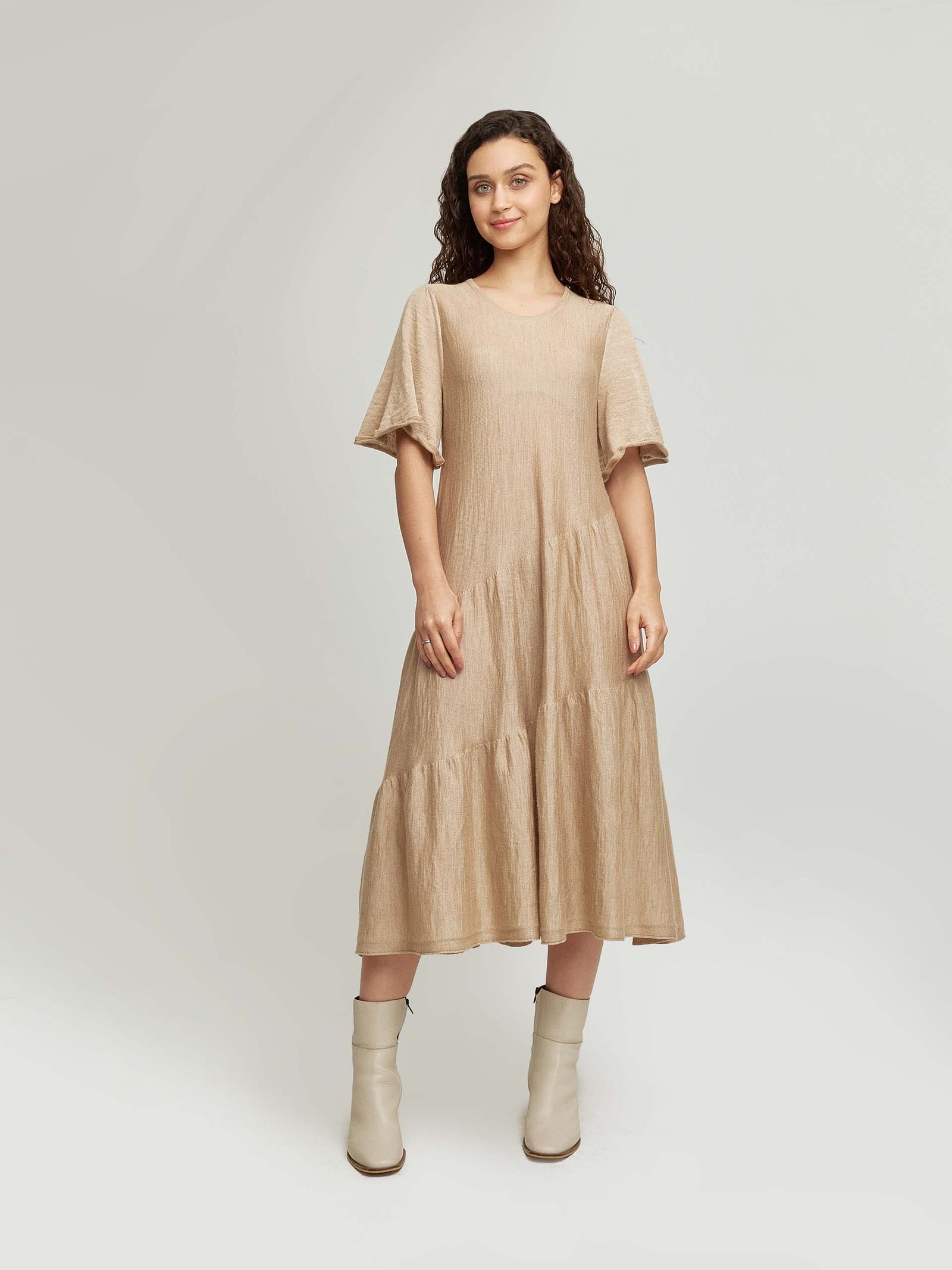 Wave Dress Baby Alpaca & Silk Color Beige