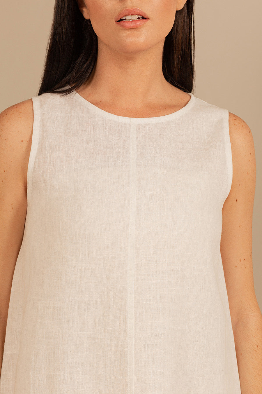 Vestido Uenza De Lino Color Ecru