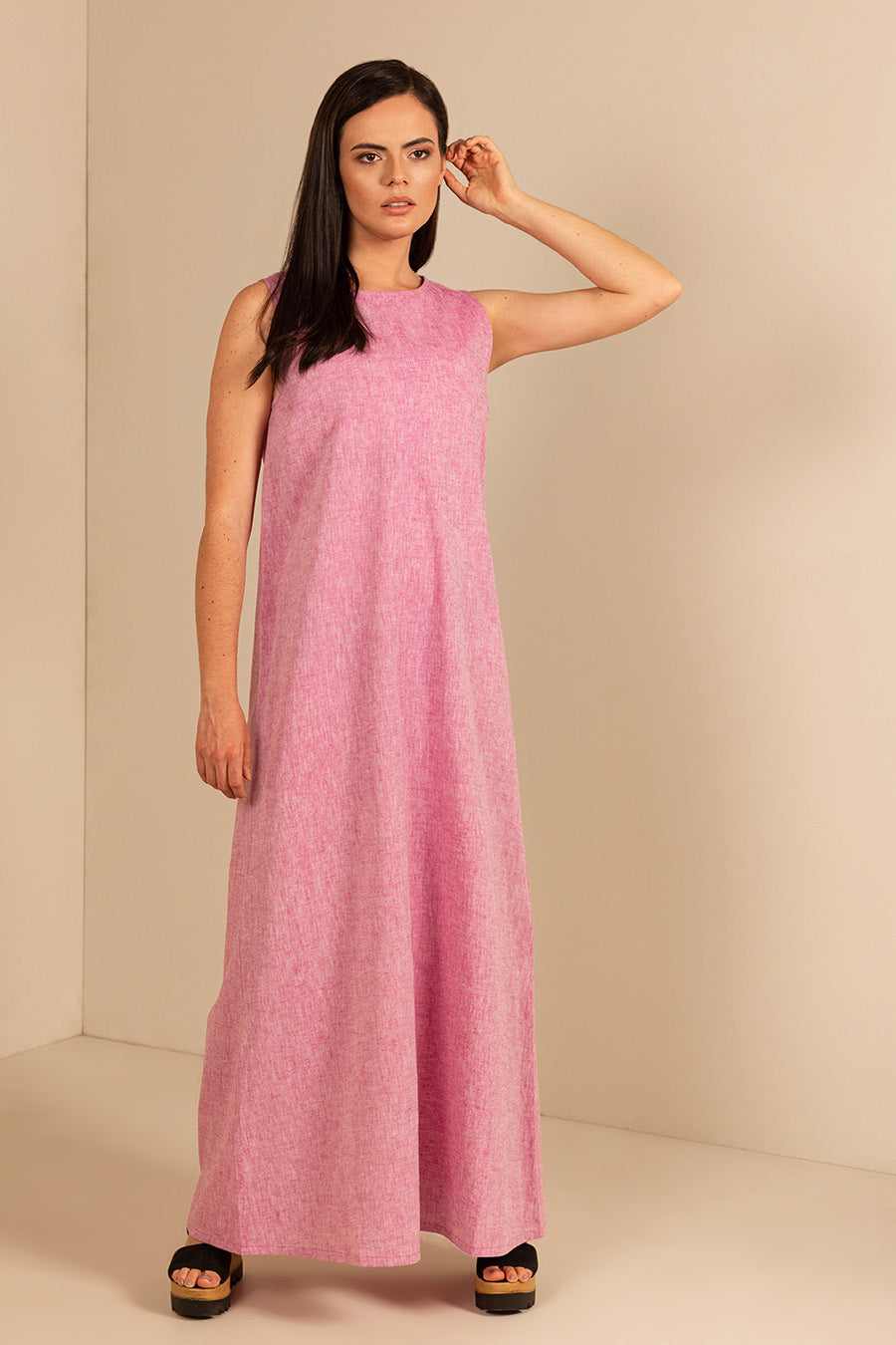 Uenza Dress Linen & Cotton Color Pink