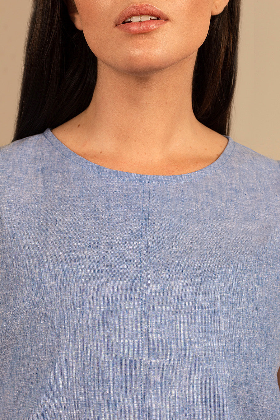 Uenza Dress Linen & Cotton Color Blue