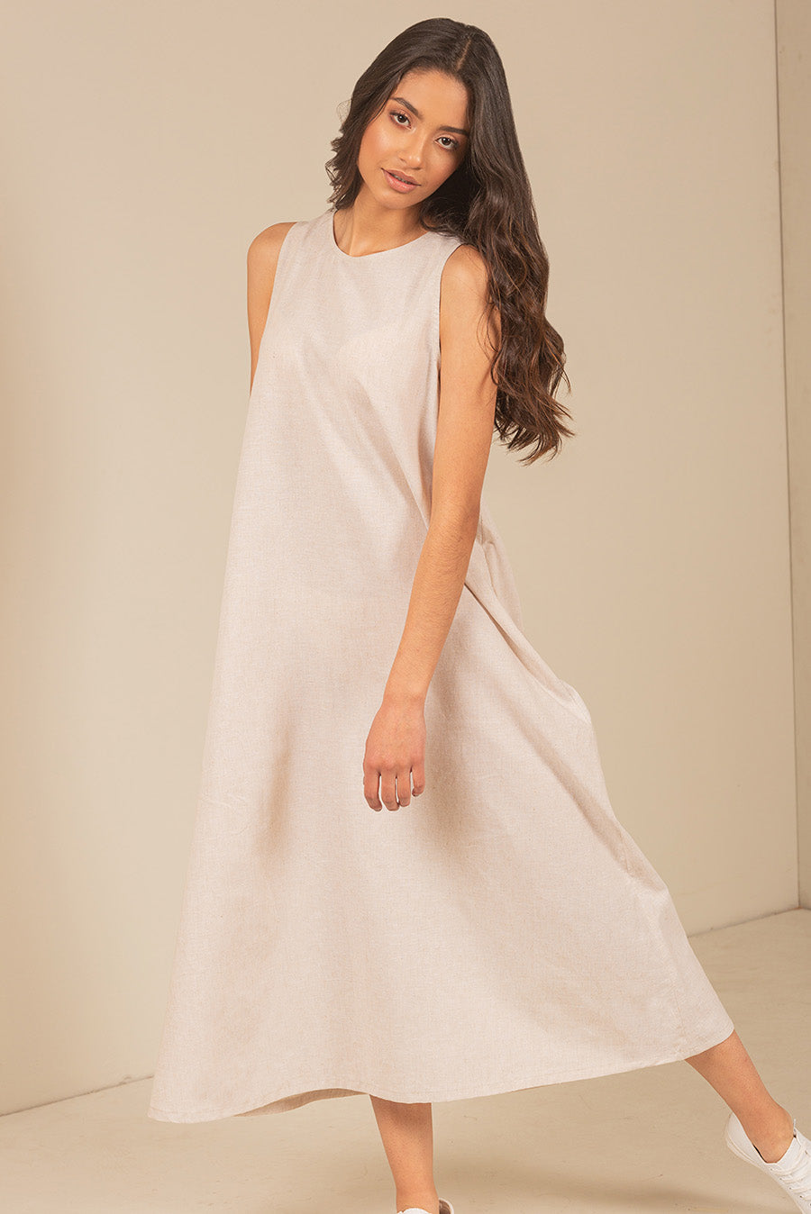 Vestido Ucina De Lino & Algodón Color Beige
