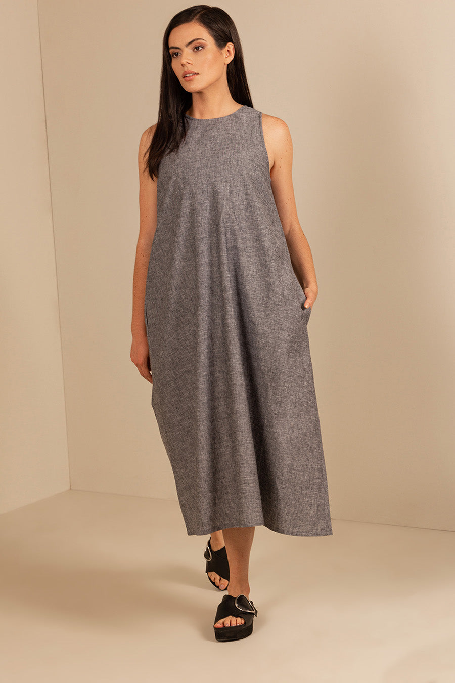 Ucina Dress Linen & Cotton Color Black