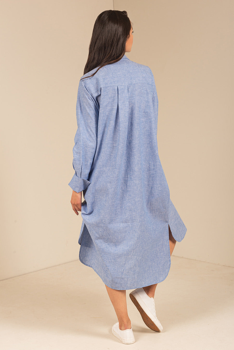Ulami Dress Linen & Cotton Color Light Blue & Claro