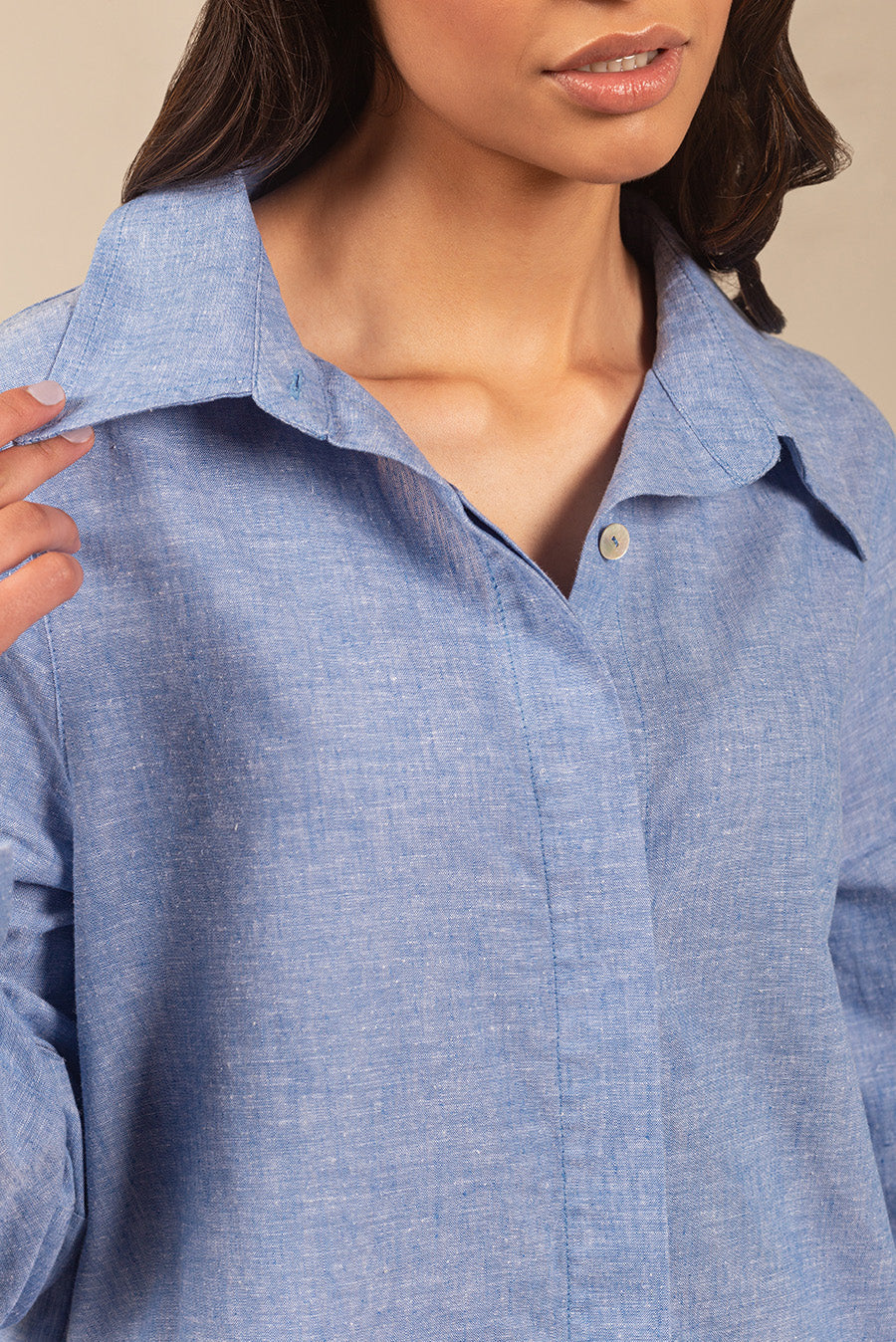 Ulami Dress Linen & Cotton Color Light Blue & Claro