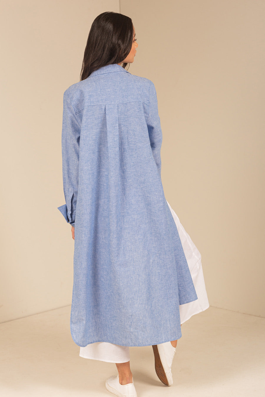 Ulami Dress Linen & Cotton Color Light Blue & Claro