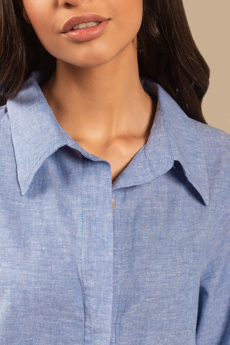 Ulami Dress Linen & Cotton Color Light Blue & Claro