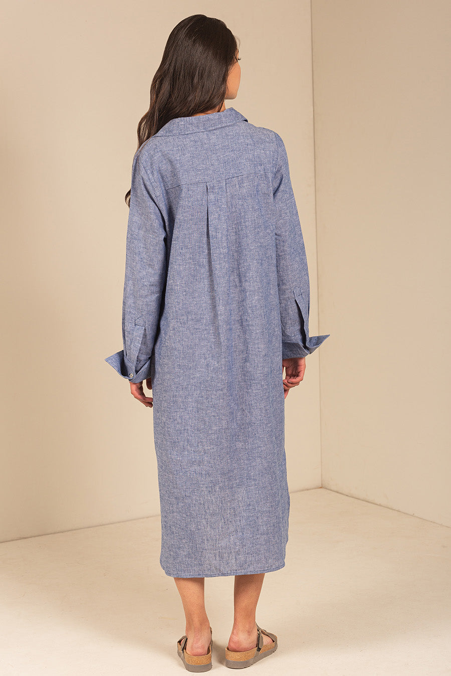 Ulami Dress Linen & Cotton Color Light Blue