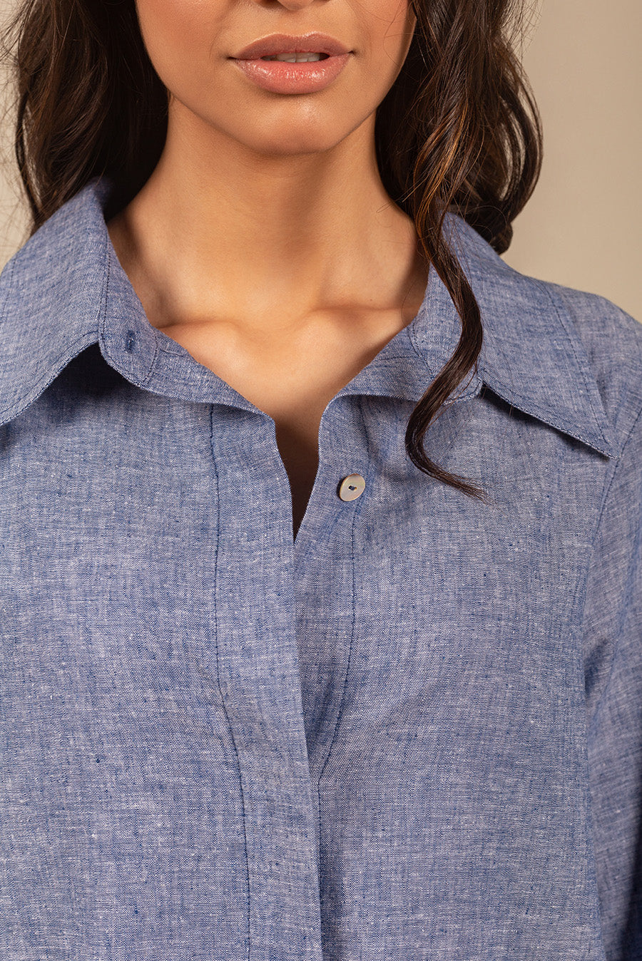 Ulami Dress Linen & Cotton Color Light Blue
