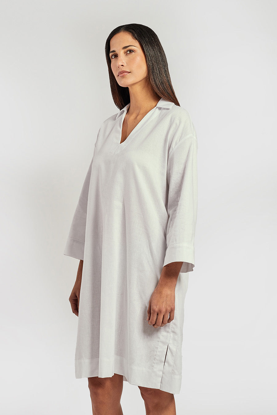 Vestido Vietnam De Lino Color Blanco