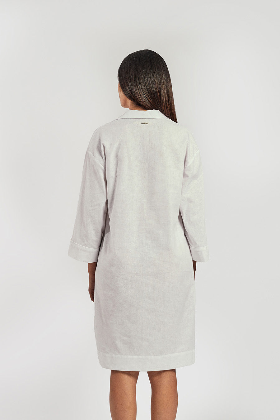 Vestido Vietnam De Lino Color Blanco