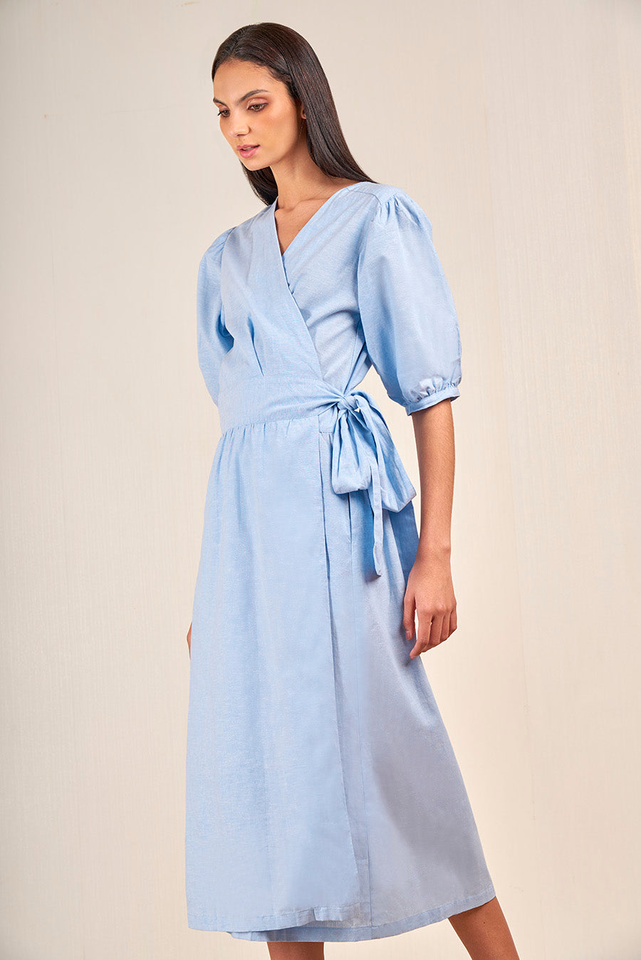 Valeriana Dress Linen & Cotton Color Light Blue