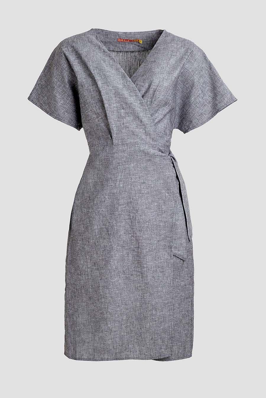 Vestido Cruzado Línea Color Gris