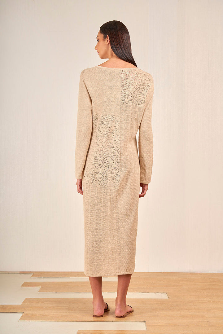 Vestido Vispera De Lino & Algodón Color Desert
