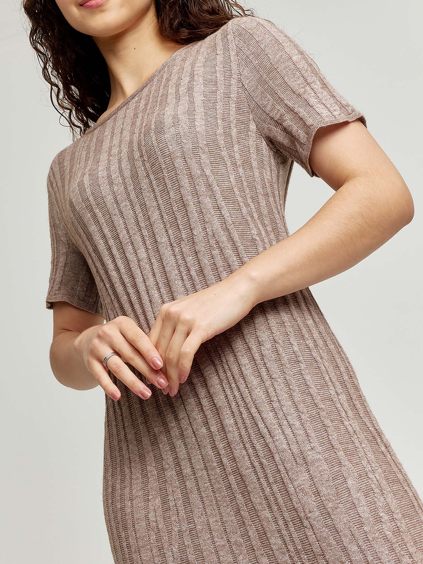 Vestido Wasabi Algodón y Baby Alpaca Color Beige