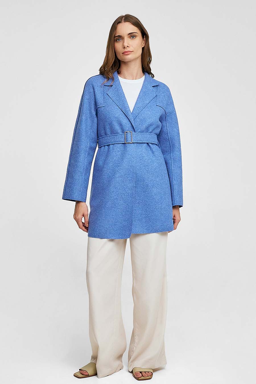 Waylan Coat Alpaca Color Blue