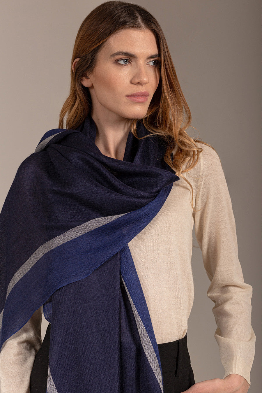 Baccarat Shawl Royal Alpaca & Silk Color Blue
