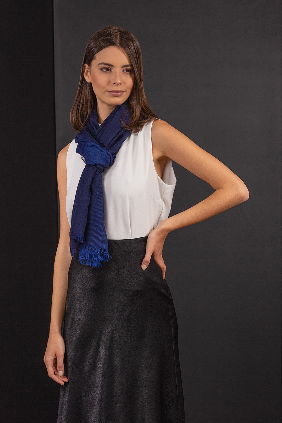 Balthazar Shawl Royal Alpaca & Silk Color Blue