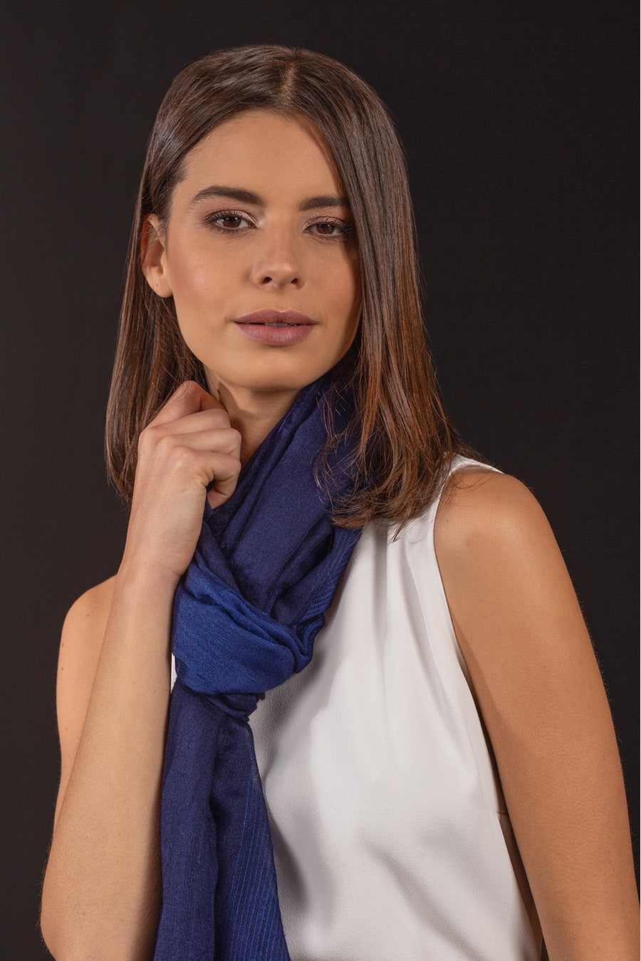 Balthazar Shawl Royal Alpaca & Silk Color Blue