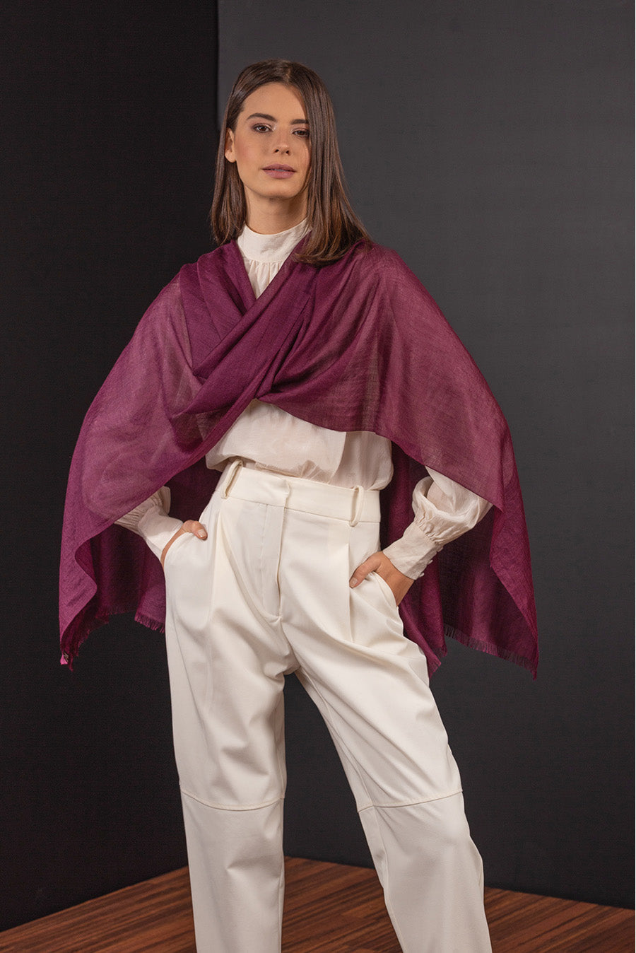 Borisette - Royal Alpaca & Silk Shawl Royal Alpaca & Silk Color Burdeos
