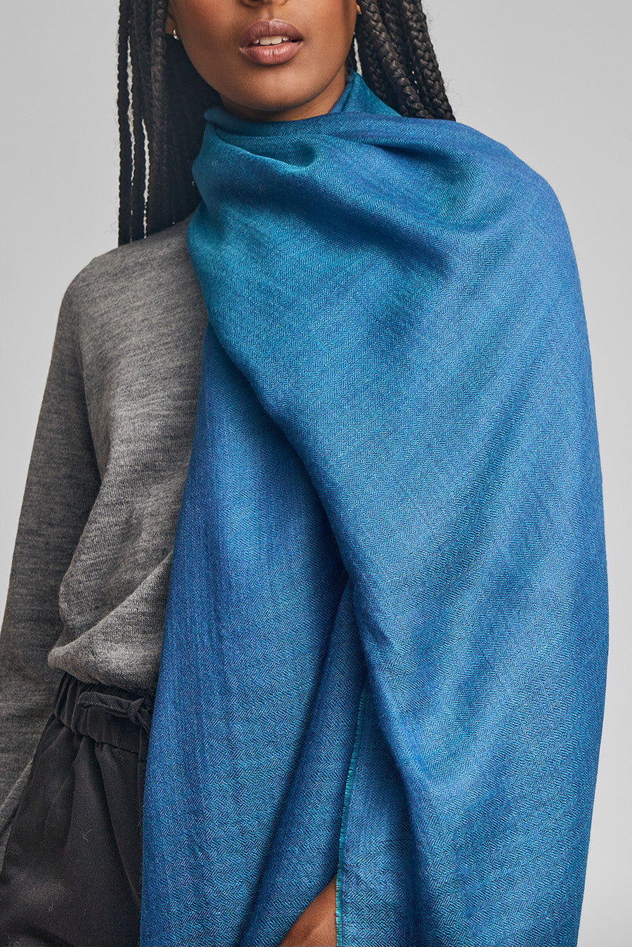 Willapa Shawl Baby Alpaca Color Blue