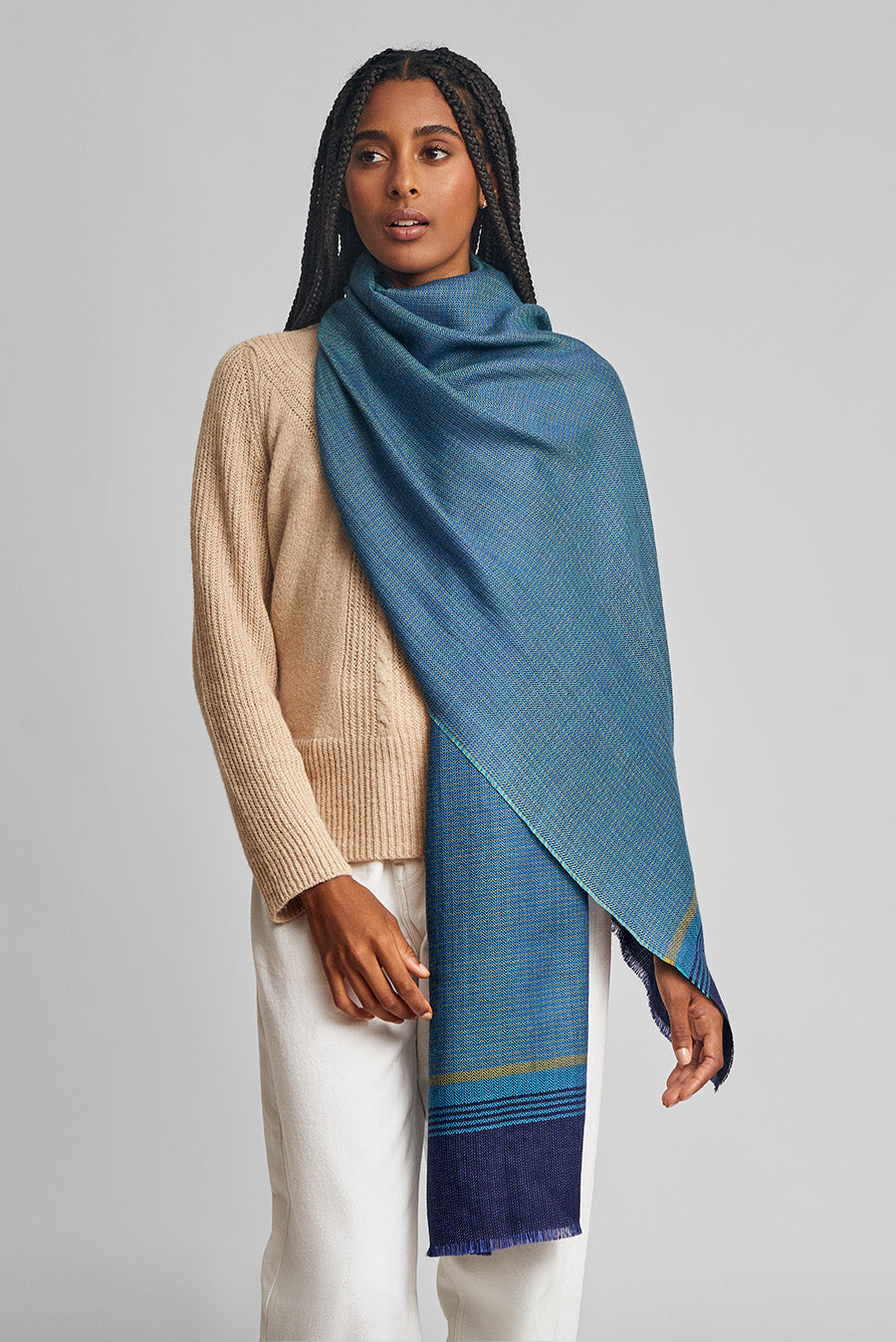 Woi Shawl Baby Alpaca Color Blue