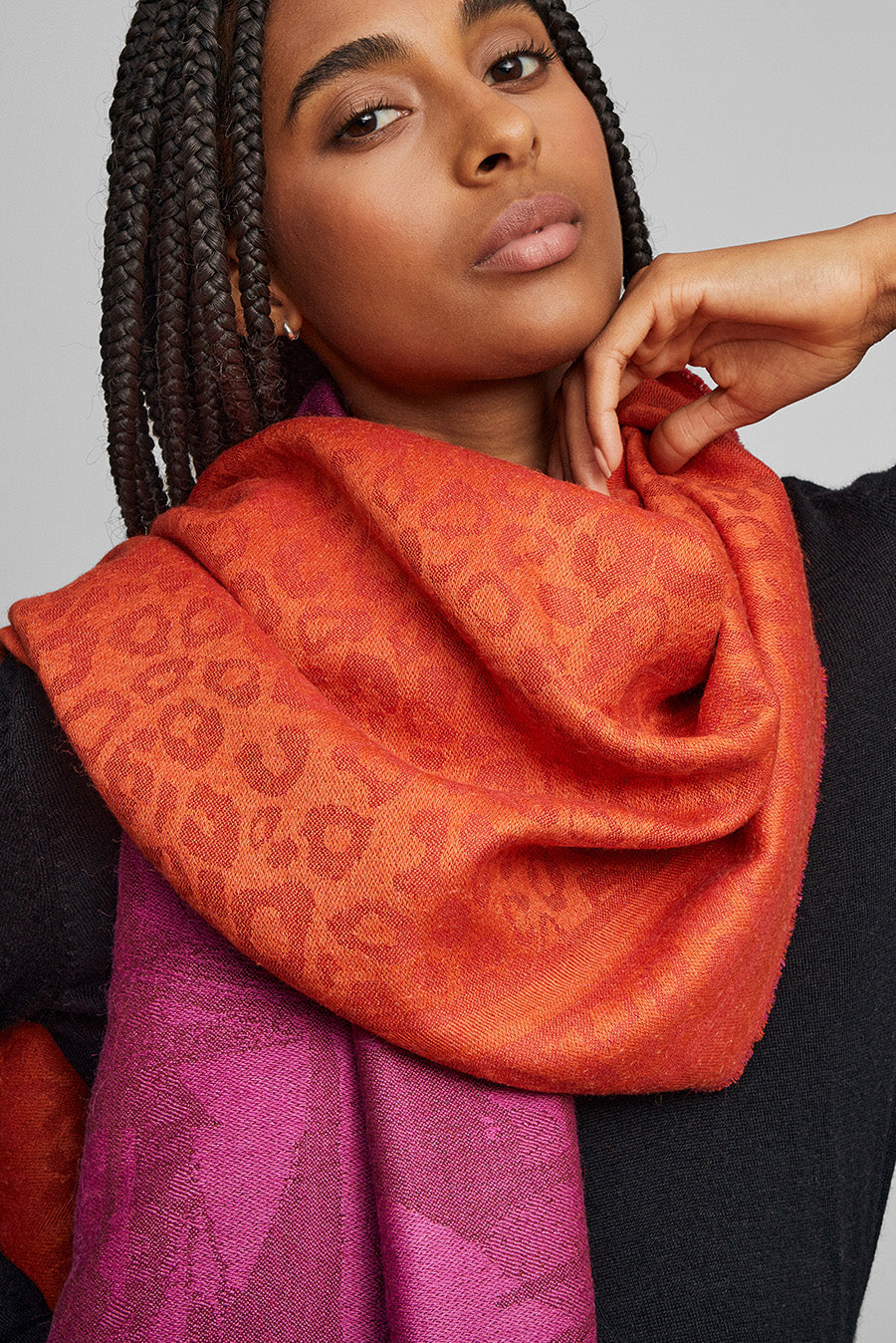 Wuttenberg Shawl Baby Alpaca & Silk Color Fucsia