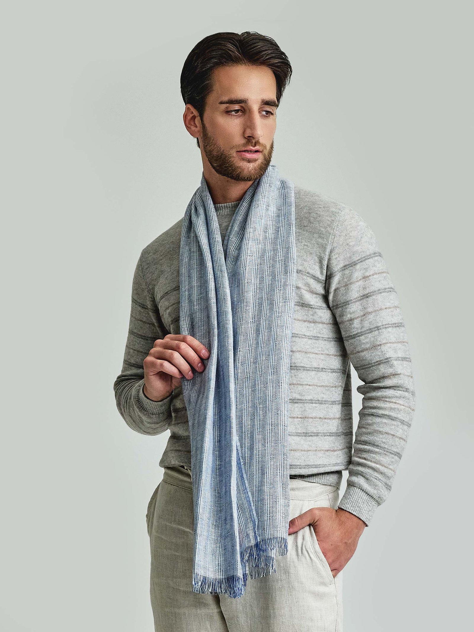 Willkomen Shawl Linen Color Blue